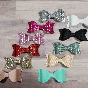 Faux leather hairbows
